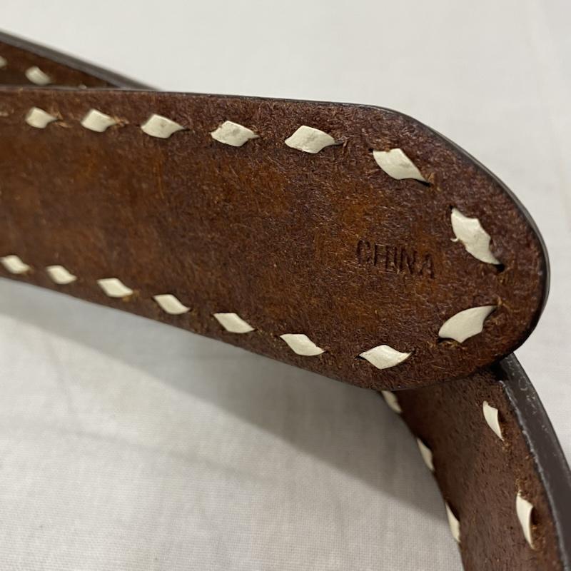 ジャスティン JUSTIN ベルト・バックル ベルト ウエスタンレザーベルト カービングバックルベルト ブラウン size/32 - 総柄 茶 / ブラウン / brown メンズ USED 古着 中古 50132836