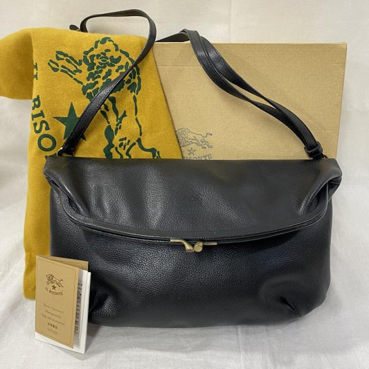 イルビゾンテ IL BISONTE ショルダーバッグ ショルダーバッグ レザー がま口フラップ ショルダーバッグ black LEATHER BAG - ロゴ、文字 黒 / ブラック / black レディース USED 古着 中古 50132900