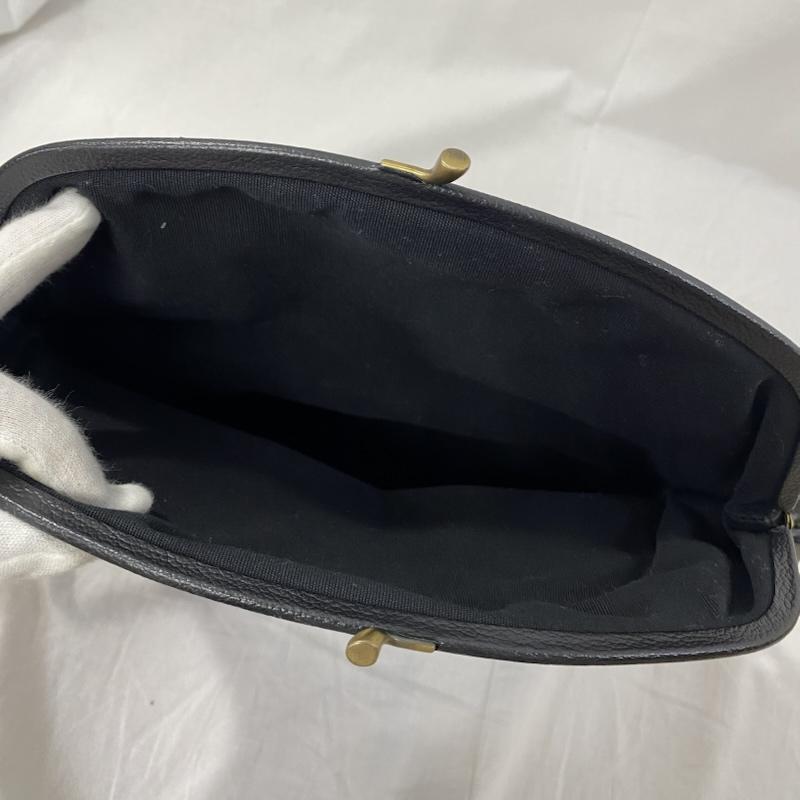 イルビゾンテ IL BISONTE ショルダーバッグ ショルダーバッグ レザー がま口フラップ ショルダーバッグ black LEATHER BAG - ロゴ、文字 黒 / ブラック / black レディース USED 古着 中古 50132900