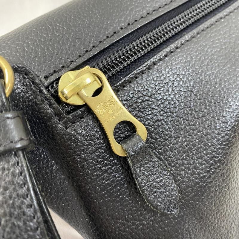 イルビゾンテ IL BISONTE ショルダーバッグ ショルダーバッグ レザー がま口フラップ ショルダーバッグ black LEATHER BAG - ロゴ、文字 黒 / ブラック / black レディース USED 古着 中古 50132900