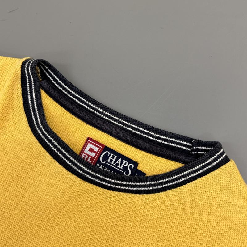 チャップスラルフローレン CHAPSRALPHLAUREN Tシャツ 半袖 オーバーサイズ 鹿の子 半袖 リンガー Tシャツ 黄色 イエロー L 黄 / イエロー / yellow メンズ USED 古着 中古 50132983