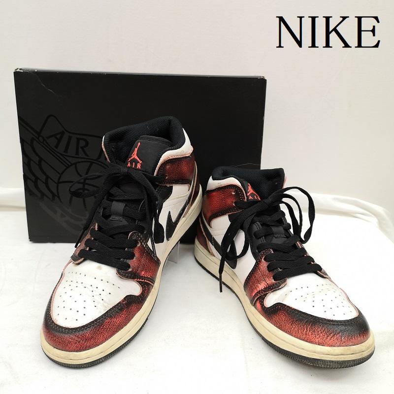 ナイキ NIKE スニーカー スニーカー AIR JORDAN 1 MID Wear Away BLACK INFRARED WHITE SAIL Chicago スニーカー DV9565-006 25.5cm 白 / ホワイト / white X 黒 / ブラック / black X 赤 / レッド / red メンズ USED 古着 中古 50133017