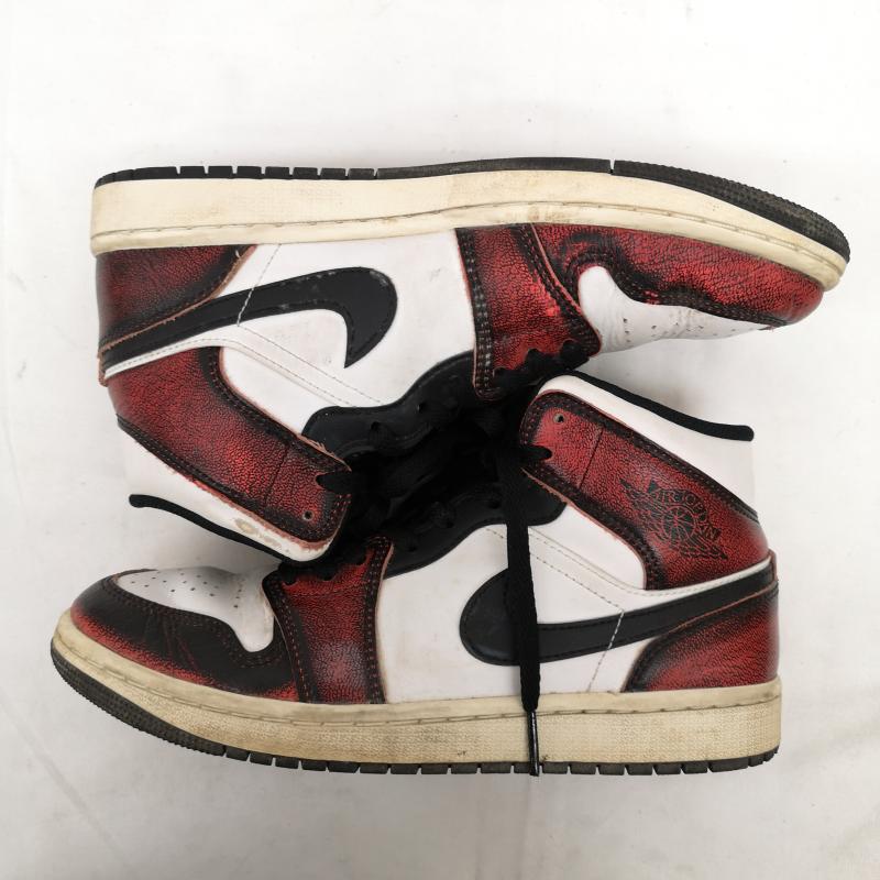 ナイキ NIKE スニーカー スニーカー AIR JORDAN 1 MID Wear Away BLACK INFRARED WHITE SAIL Chicago スニーカー DV9565-006 25.5cm 白 / ホワイト / white X 黒 / ブラック / black X 赤 / レッド / red メンズ USED 古着 中古 50133017