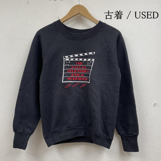古着 USED トレーナー 長袖 90s クラッパーボード 刺繍 ラグラン スウェットシャツ USA製 FRUIT OF THE LOOM S ロゴ、文字 X 刺繍 黒 / ブラック / black メンズ USED 古着 中古 50133048