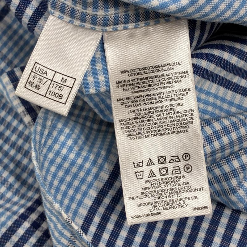 ブルックス ブラザーズ BROOKS BROTHERS シャツ、ブラウス 長袖 Red Fleece ボタンダウン コットン チェック ロングスリーブ シャツ M チェック X ワンポイント X 刺繍 青 / ブルー / blue X 水色 / ライトブルー / X 白 / ホワイト / white メンズ USED 古着 中古 50133067
