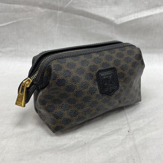 セリーヌ CELINE ポーチ ポーチ マカダム柄 PVC BRW 総柄 化粧ポーチ オールレザー ゴールド金具 - 総柄 茶 / ブラウン / brown レディース USED 古着 中古 50133107