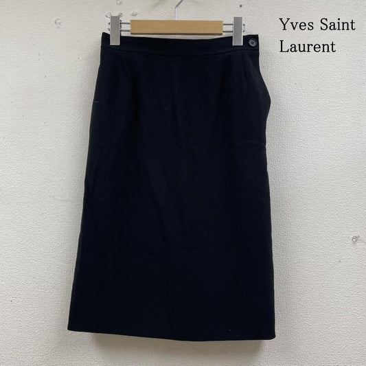 イヴサンローラン Yves Saint Laurent スカート ひざ丈スカート スリット入り ひざ丈 台形スカート タイト サイドジップ 無地 L 無地 黒 / ブラック / black レディース USED 古着 中古 50133120