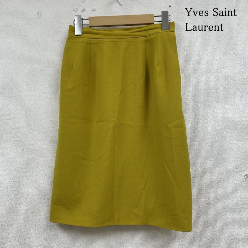 イヴサンローラン Yves Saint Laurent スカート ひざ丈スカート ひざ丈 スカート 無地 タイト スリット入り 裏地付き ウール ミディ丈 M 無地 マスタード / マスタード / レディース USED 古着 中古 50133122