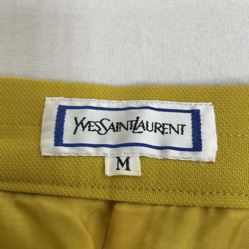 イヴサンローラン Yves Saint Laurent スカート ひざ丈スカート ひざ丈 スカート 無地 タイト スリット入り 裏地付き ウール ミディ丈 M 無地 マスタード / マスタード / レディース USED 古着 中古 50133122