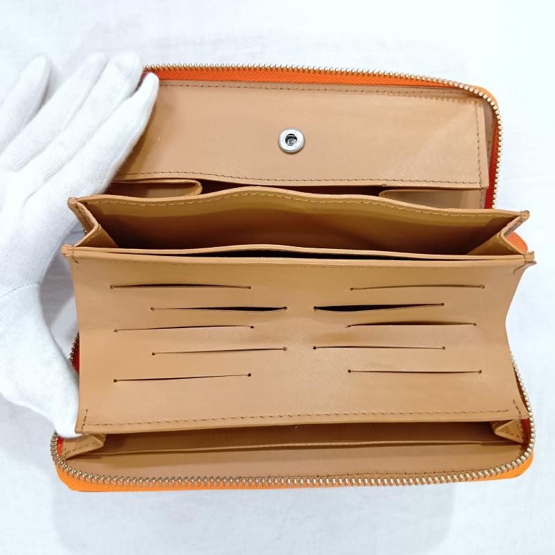 レザー レザー 財布 長財布 PELLE CONCIATA AL VEGETABLE IN TOSCANA レザー 長財布 オレンジ made in italy 無地 橙 / オレンジ / orange メンズ USED 古着 中古 50133170