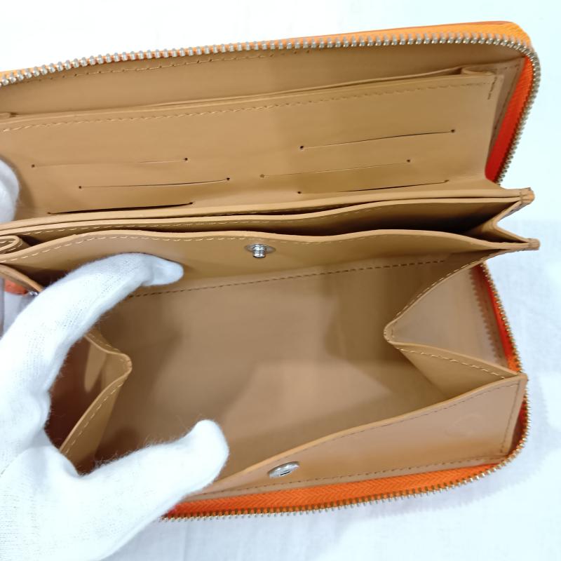 レザー レザー 財布 長財布 PELLE CONCIATA AL VEGETABLE IN TOSCANA レザー 長財布 オレンジ made in italy 無地 橙 / オレンジ / orange メンズ USED 古着 中古 50133170