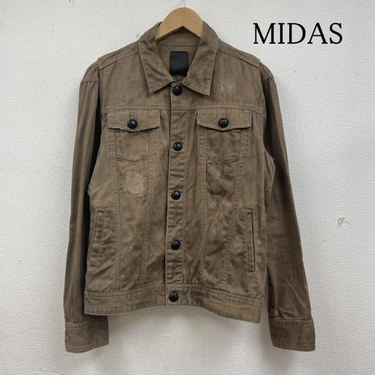 ミダス MIDAS ジャケット、上着 ジャンパー、ブルゾン ジージャン デニム トラッカ― ジャケット シャツ ブルゾン ダメージ リペア加工 ボタン 2 ダメージ加工 茶 / ブラウン / brown メンズ USED 古着 中古 50133244