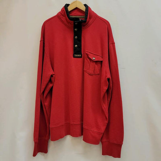 ポロラルフローレン POLO RALPH LAUREN トレーナー 長袖 90s ハーフジップ スナップ プルオーバー スウェット XXL 赤 / レッド / red メンズ USED 古着 中古 50133317