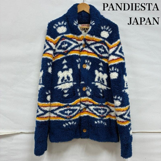 古着 USED カーディガン 長袖 PANDIESTA JAPAN パンディエスタ ジャパン オルテガ ボア シャギー カーディガン L ノルディック柄 X キャラクター 青 / ブルー / blue X 白 / ホワイト / white X 黄 / イエロー / yellow X 赤 / レッド / red メンズ USED 古着 中古 50133362