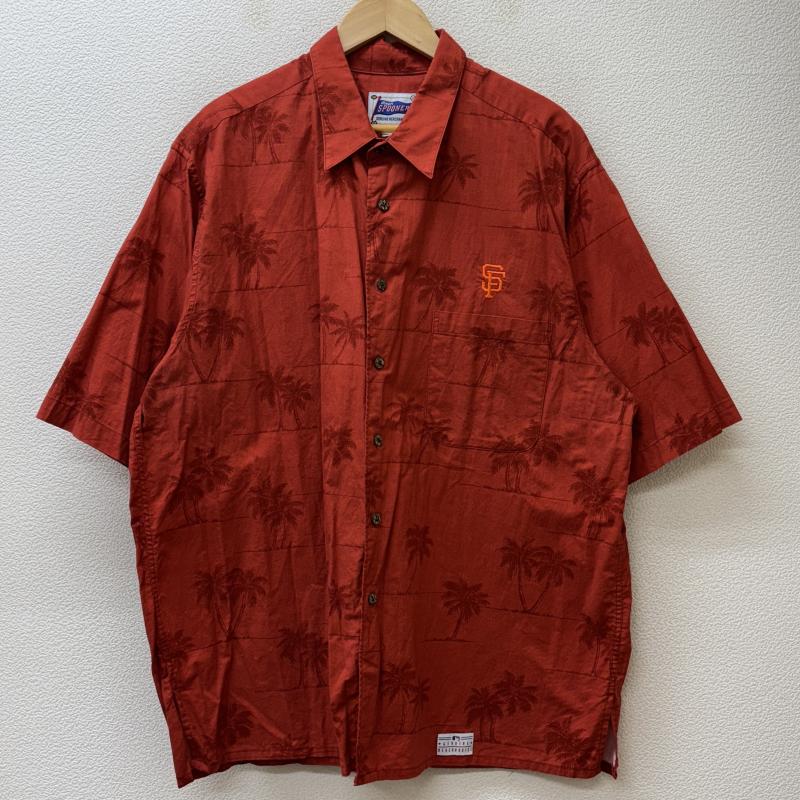 レインスプーナー reyn spooner シャツ、ブラウス 半袖 MLB SF GIANTS サンフランシスコ ジャイアンツ ロゴ 刺繍 ヤシの木 総柄 半袖 ハワイアン アロハシャツ オレンジ XL 橙 / オレンジ / orange メンズ USED 古着 中古 50133477