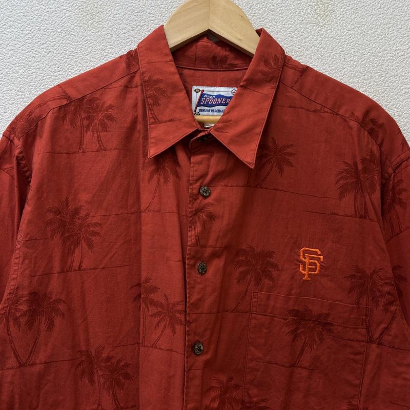 レインスプーナー reyn spooner シャツ、ブラウス 半袖 MLB SF GIANTS サンフランシスコ ジャイアンツ ロゴ 刺繍 ヤシの木 総柄 半袖 ハワイアン アロハシャツ オレンジ XL 橙 / オレンジ / orange メンズ USED 古着 中古 50133477