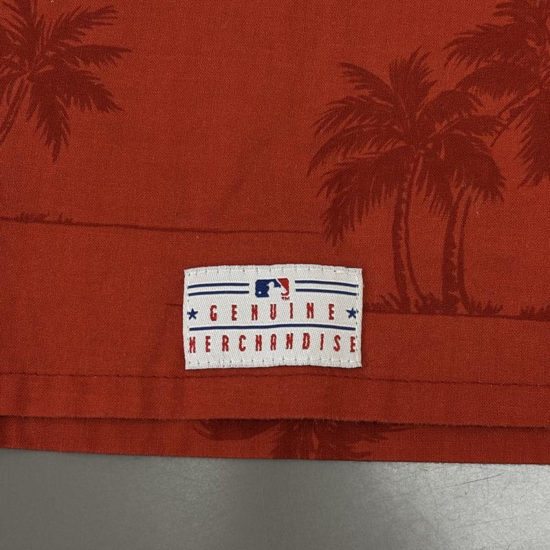 レインスプーナー reyn spooner シャツ、ブラウス 半袖 MLB SF GIANTS サンフランシスコ ジャイアンツ ロゴ 刺繍 ヤシの木 総柄 半袖 ハワイアン アロハシャツ オレンジ XL 橙 / オレンジ / orange メンズ USED 古着 中古 50133477