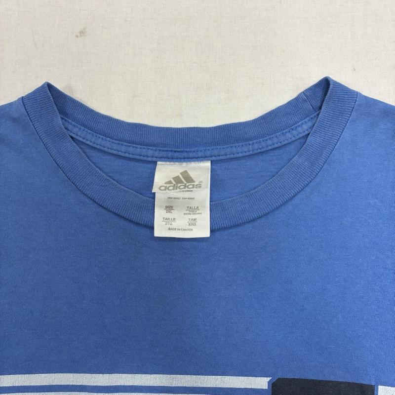 アディダス adidas Tシャツ 半袖 00 s オールド カナダ製 フロント パフォーマンス ロゴ プリント 半袖 Tシャツ XXL ロゴ、文字 X プリント 青 / ブルー / blue X 白 / ホワイト / white X 紺 / ネイビー / navy メンズ USED 古着 中古 50133507