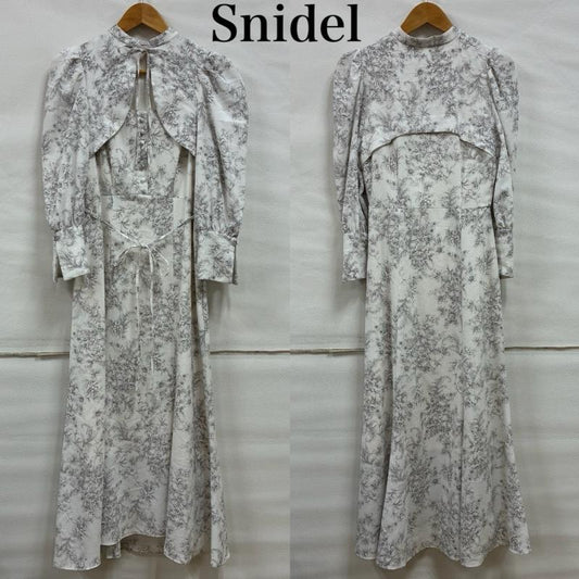 スナイデル SNIDEL ワンピース ロングスカート 23AW Sustaina デコルテ オープン バリエ ワンピ SWFO225038 1 花柄 白 / ホワイト / white X 灰 / グレー / gray レディース USED 古着 中古 50133548