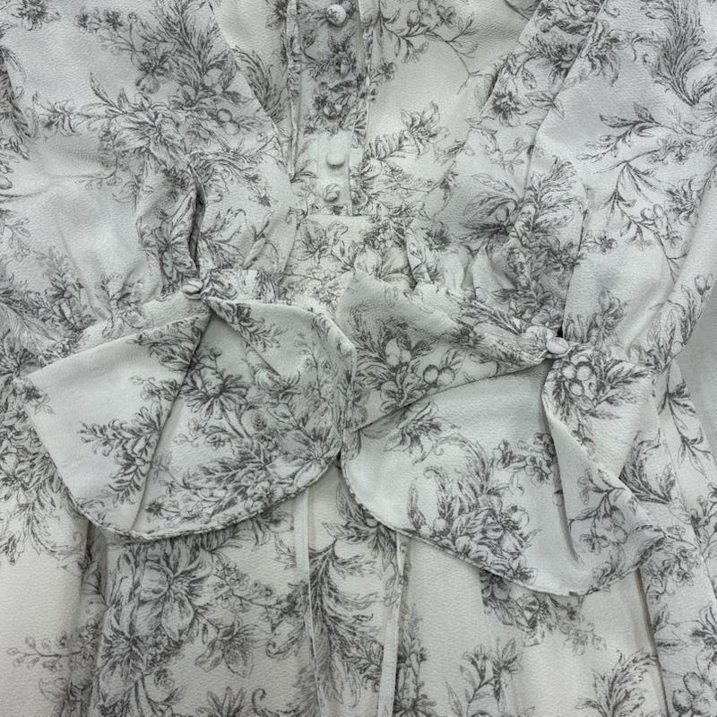 スナイデル SNIDEL ワンピース ロングスカート 23AW Sustaina デコルテ オープン バリエ ワンピ SWFO225038 1 花柄 白 / ホワイト / white X 灰 / グレー / gray レディース USED 古着 中古 50133548