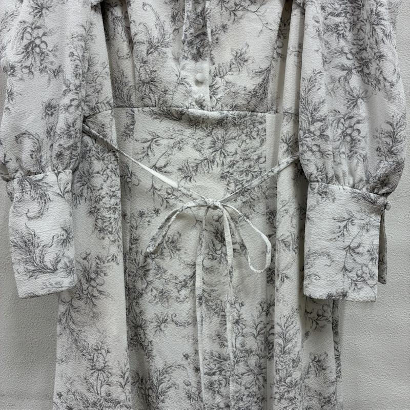 スナイデル SNIDEL ワンピース ロングスカート 23AW Sustaina デコルテ オープン バリエ ワンピ SWFO225038 1 花柄 白 / ホワイト / white X 灰 / グレー / gray レディース USED 古着 中古 50133548