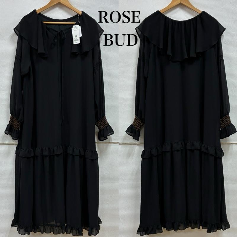 ローズバッド ROSE BUD ワンピース ロングスカート フリル カラー ワンピース 600-3140002 シフォンジョーゼット ティアード FREE 黒 / ブラック / black レディース USED 古着 中古 50133561