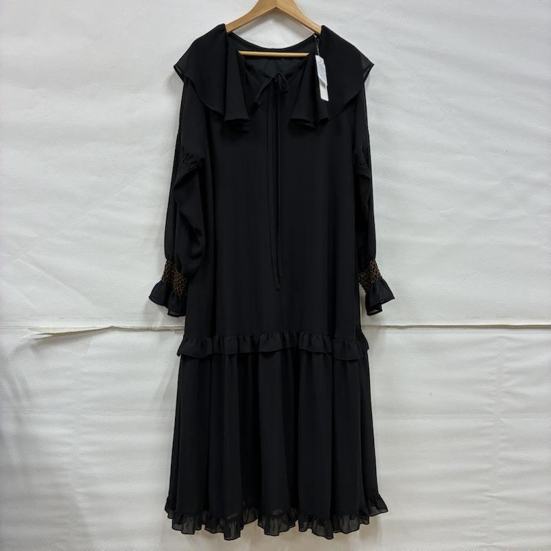 ローズバッド ROSE BUD ワンピース ロングスカート フリル カラー ワンピース 600-3140002 シフォンジョーゼット ティアード FREE 黒 / ブラック / black レディース USED 古着 中古 50133561