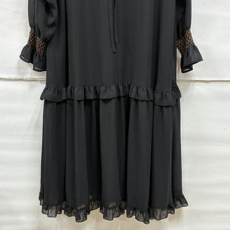 ローズバッド ROSE BUD ワンピース ロングスカート フリル カラー ワンピース 600-3140002 シフォンジョーゼット ティアード FREE 黒 / ブラック / black レディース USED 古着 中古 50133561