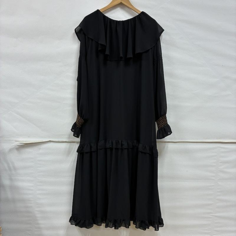 ローズバッド ROSE BUD ワンピース ロングスカート フリル カラー ワンピース 600-3140002 シフォンジョーゼット ティアード FREE 黒 / ブラック / black レディース USED 古着 中古 50133561