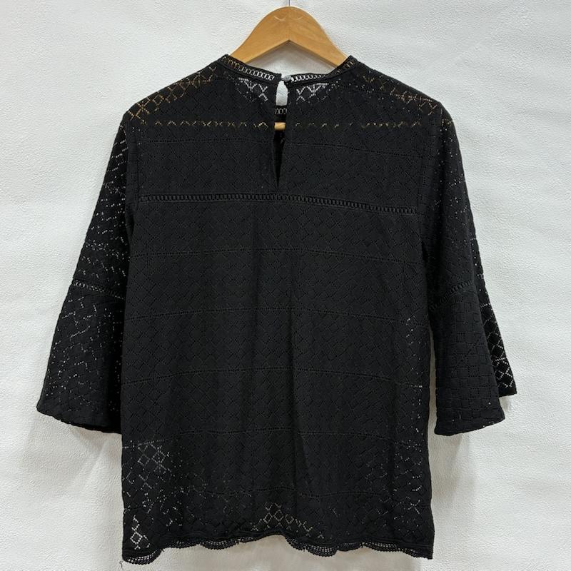 ローズバッド ROSE BUD カットソー 七分袖 フレア スリーブ レース カットソー 600-0110016 FREE 刺繍 黒 / ブラック / black レディース USED 古着 中古 50133567