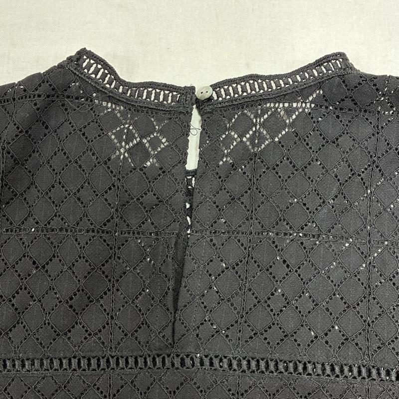 ローズバッド ROSE BUD カットソー 七分袖 フレア スリーブ レース カットソー 600-0110016 FREE 刺繍 黒 / ブラック / black レディース USED 古着 中古 50133567