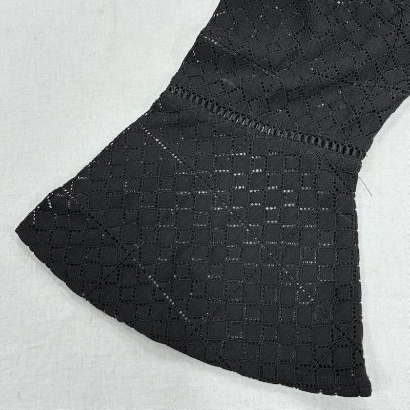 ローズバッド ROSE BUD カットソー 七分袖 フレア スリーブ レース カットソー 600-0110016 FREE 刺繍 黒 / ブラック / black レディース USED 古着 中古 50133567