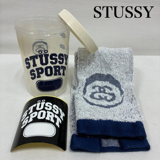 ステューシー STUSSY ファッション小物 ファッション小物 SPORT プロテイン シェイカー マフラー タオル ステッカー セット SSリンク ロゴ、文字 白 / ホワイト / white X 紺 / ネイビー / navy メンズ USED 古着 中古 50133668