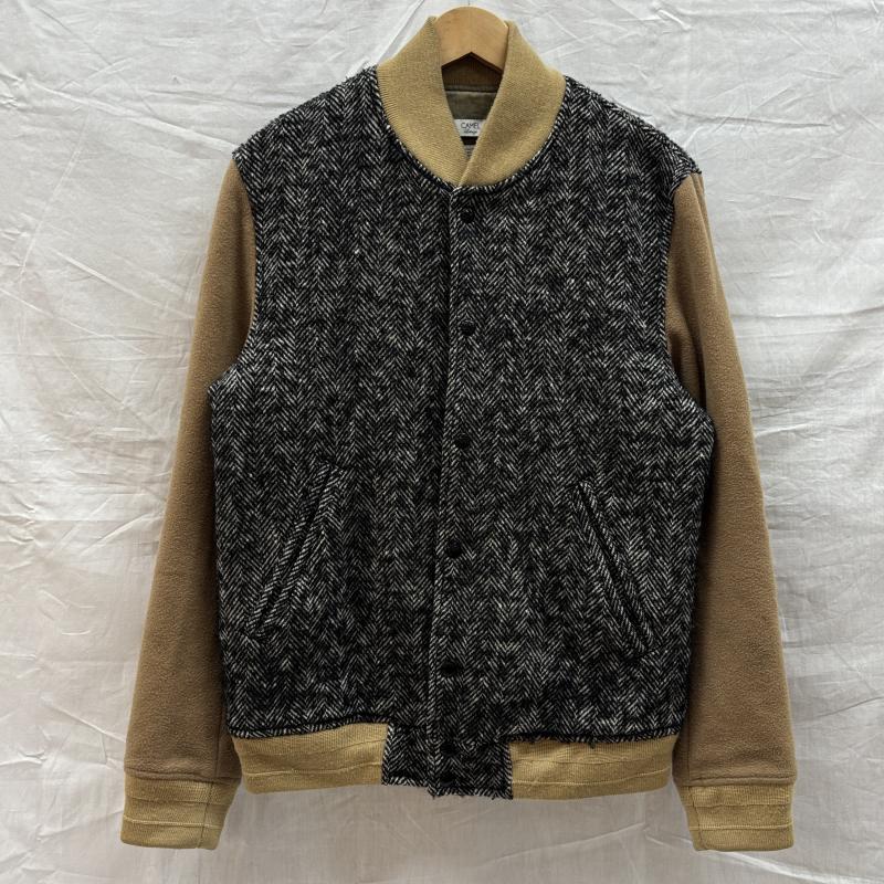 古着 USED ジャケット、上着 ジャンパー、ブルゾン CAMEL lorinza キャメル ロリンザ 日本製 ウール ヘリンボーン 無地 切替し スタジャン バーシティジャケット 46 黒 / ブラック / black X ベージュ / ベージュ / beige メンズ USED 古着 中古 50133691