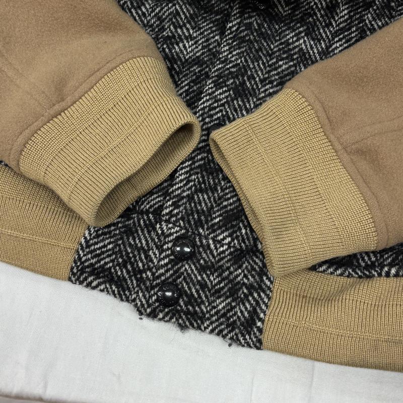 古着 USED ジャケット、上着 ジャンパー、ブルゾン CAMEL lorinza キャメル ロリンザ 日本製 ウール ヘリンボーン 無地 切替し スタジャン バーシティジャケット 46 黒 / ブラック / black X ベージュ / ベージュ / beige メンズ USED 古着 中古 50133691