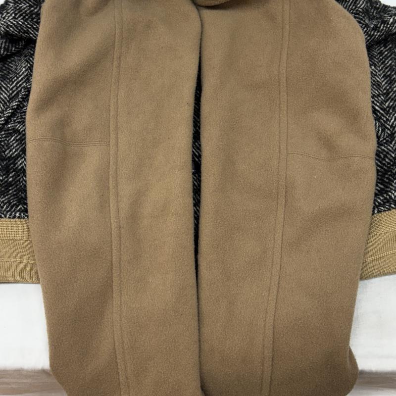 古着 USED ジャケット、上着 ジャンパー、ブルゾン CAMEL lorinza キャメル ロリンザ 日本製 ウール ヘリンボーン 無地 切替し スタジャン バーシティジャケット 46 黒 / ブラック / black X ベージュ / ベージュ / beige メンズ USED 古着 中古 50133691