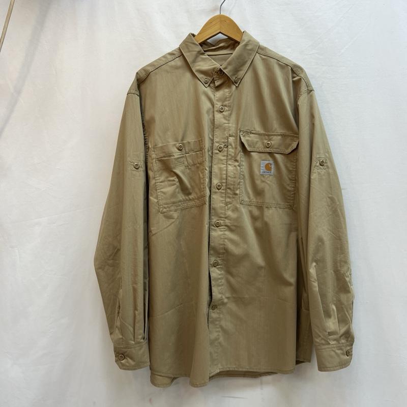 カーハート Carhartt シャツ、ブラウス 長袖 SOLID SHORT L/S SHIRT ボタンダウンシャツ ワークシャツ L ベージュ / ベージュ / beige メンズ USED 古着 中古 50133829