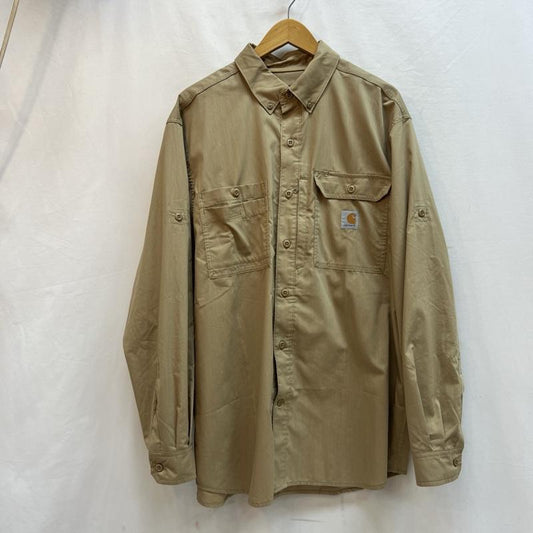 カーハート Carhartt シャツ、ブラウス 長袖 SOLID SHORT L/S SHIRT ボタンダウンシャツ ワークシャツ L ベージュ / ベージュ / beige メンズ USED 古着 中古 50133829