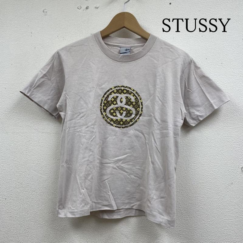 ステューシー STUSSY Tシャツ 半袖 OLD 90s USA製 SS ロゴ モノグラム Tシャツ L ロゴ、文字 X プリント グレージュ / グレージュ / レディース USED 古着 中古 50133865