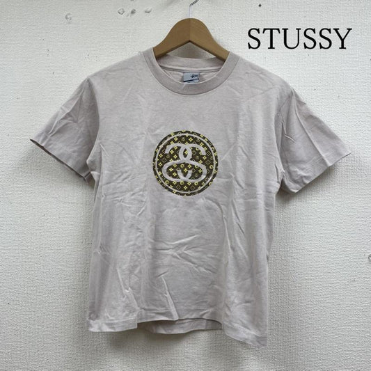 ステューシー STUSSY Tシャツ 半袖 OLD 90s USA製 SS ロゴ モノグラム Tシャツ L ロゴ、文字 X プリント グレージュ / グレージュ / レディース USED 古着 中古 50133865