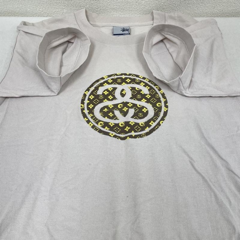 ステューシー STUSSY Tシャツ 半袖 OLD 90s USA製 SS ロゴ モノグラム Tシャツ L ロゴ、文字 X プリント グレージュ / グレージュ / レディース USED 古着 中古 50133865
