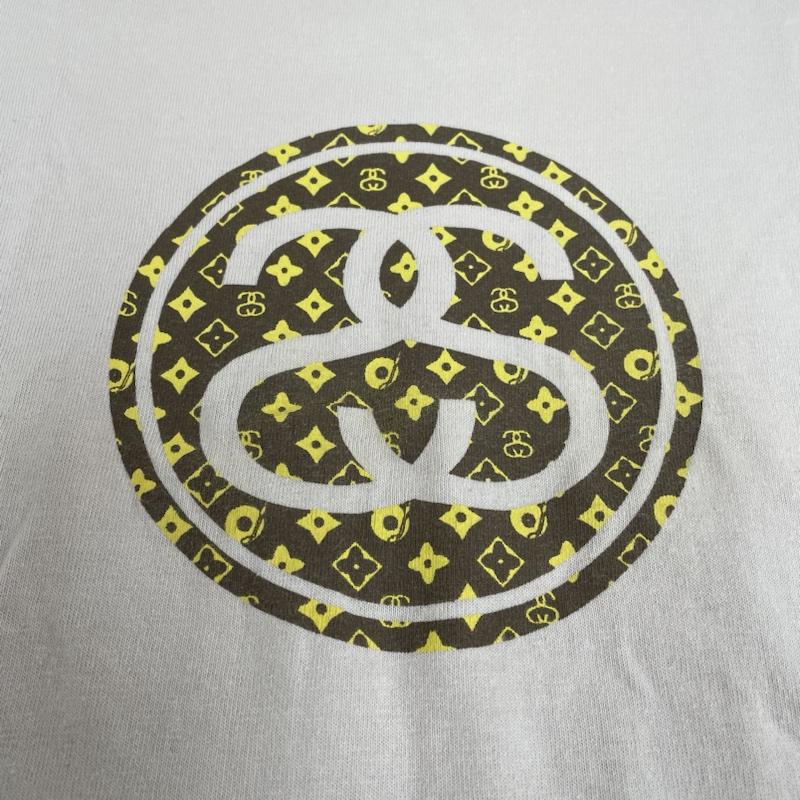ステューシー STUSSY Tシャツ 半袖 OLD 90s USA製 SS ロゴ モノグラム Tシャツ L ロゴ、文字 X プリント グレージュ / グレージュ / レディース USED 古着 中古 50133865