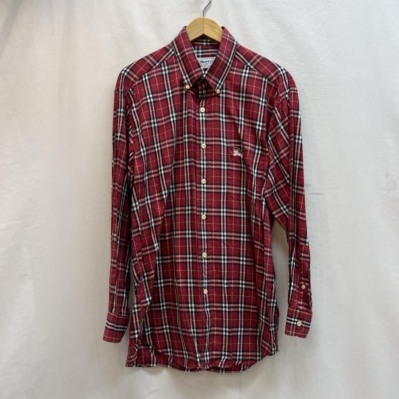 バーバリーズ BURBERRYS シャツ、ブラウス 長袖 90s イギリス製 ノバチェック ボタンダウンシャツ L 赤 / レッド / red メンズ USED 古着 中古 50133959