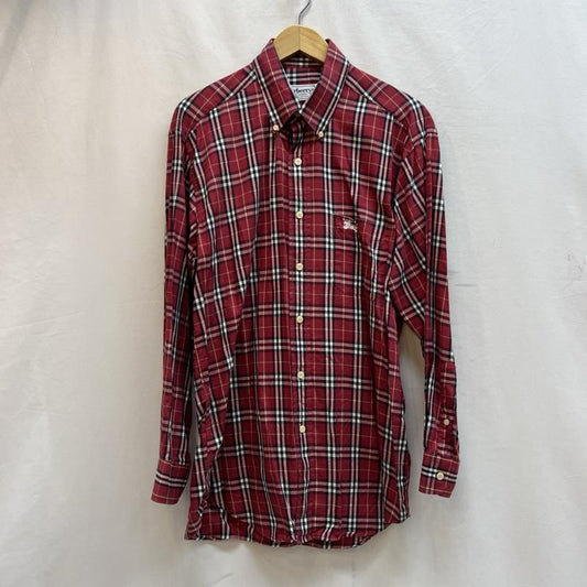バーバリーズ BURBERRYS シャツ、ブラウス 長袖 90s イギリス製 ノバチェック ボタンダウンシャツ L 赤 / レッド / red メンズ USED 古着 中古 50133959