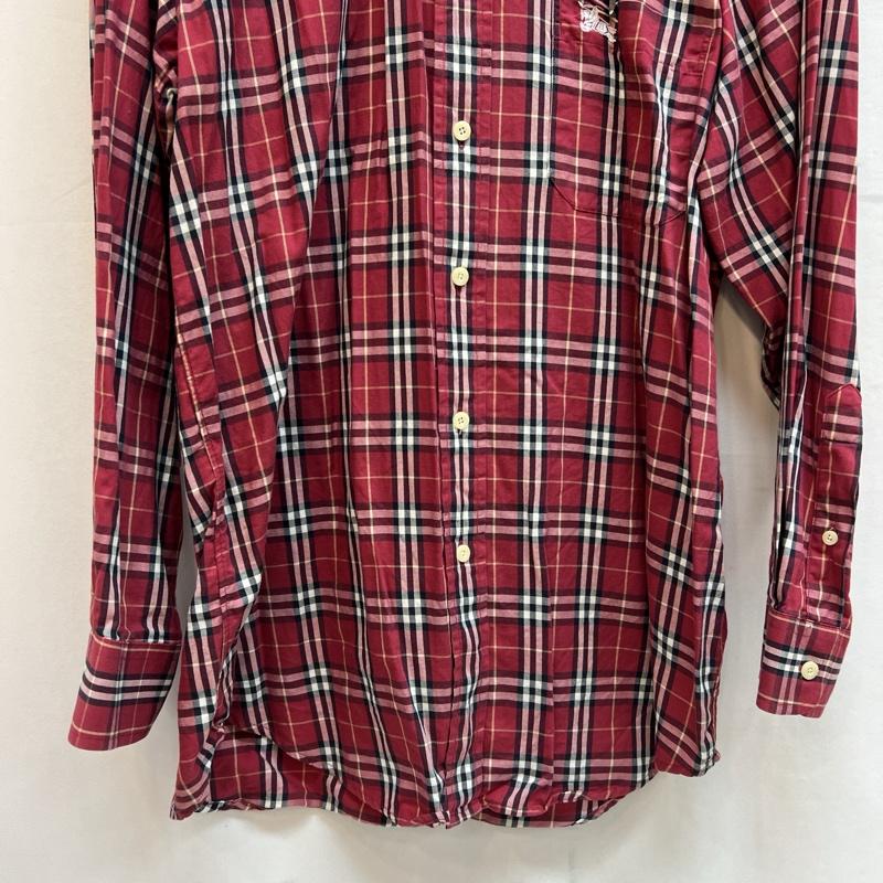 バーバリーズ BURBERRYS シャツ、ブラウス 長袖 90s イギリス製 ノバチェック ボタンダウンシャツ L 赤 / レッド / red メンズ USED 古着 中古 50133959