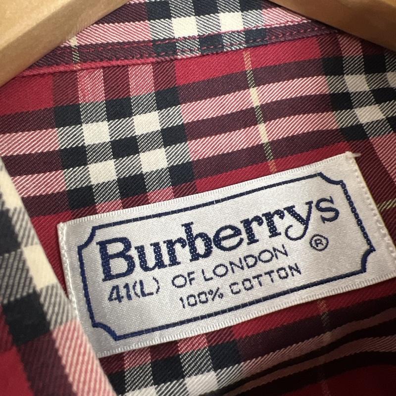 バーバリーズ BURBERRYS シャツ、ブラウス 長袖 90s イギリス製 ノバチェック ボタンダウンシャツ L 赤 / レッド / red メンズ USED 古着 中古 50133959