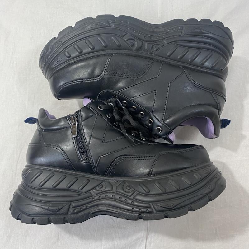 ヨースケ YOSUKE スニーカー スニーカー 厚底スニーカー オリジナルニューモールドソール black × purple 27cm 27.0cm 無地 黒 / ブラック / black X 紫 / パープル / purple メンズ USED 古着 中古 50134040