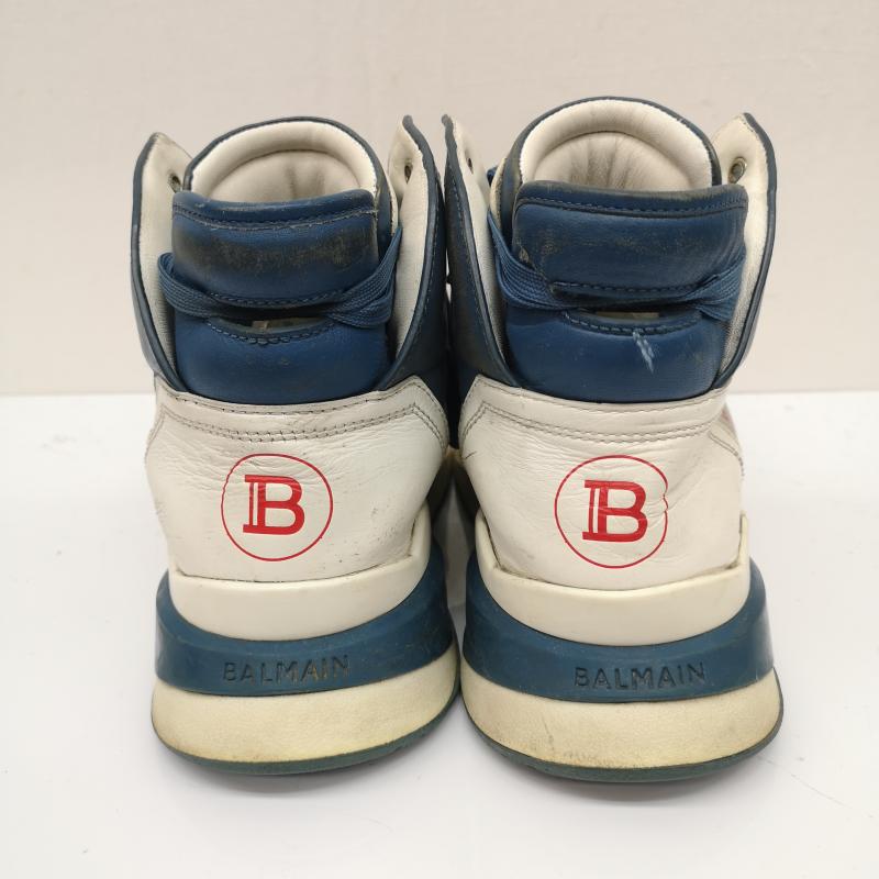 バルマン BALMAIN スニーカー スニーカー レザー ハイカット スニーカー 41 26.0cm 白 / ホワイト / white X 青 / ブルー / blue メンズ USED 古着 中古 50134042