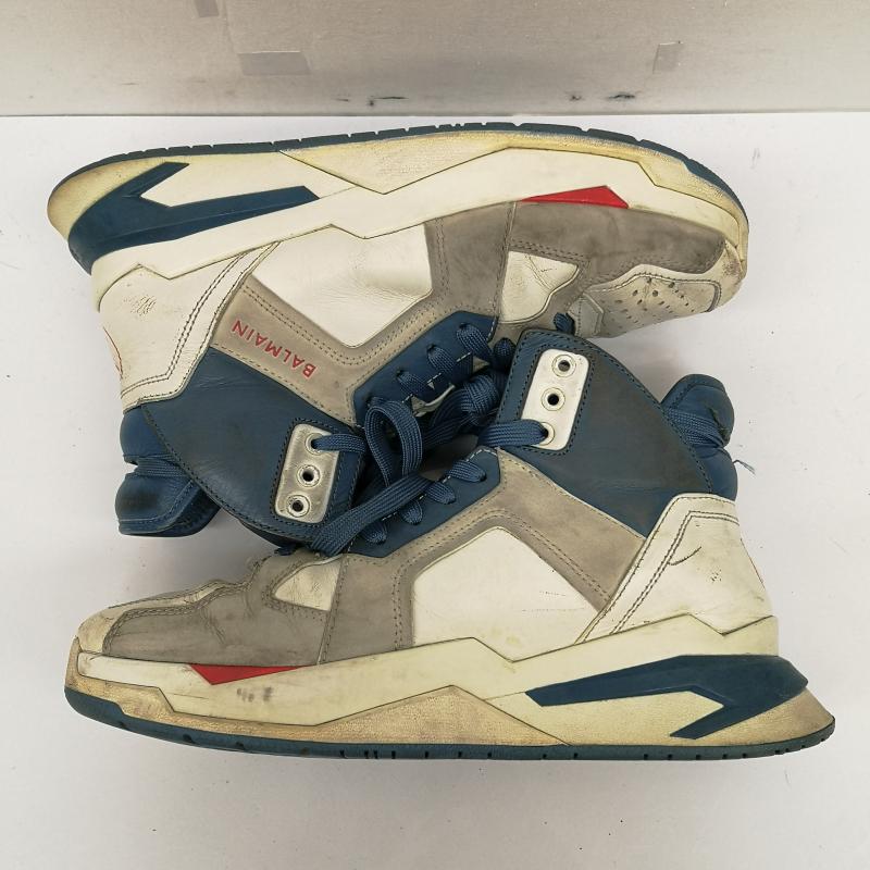 バルマン BALMAIN スニーカー スニーカー レザー ハイカット スニーカー 41 26.0cm 白 / ホワイト / white X 青 / ブルー / blue メンズ USED 古着 中古 50134042