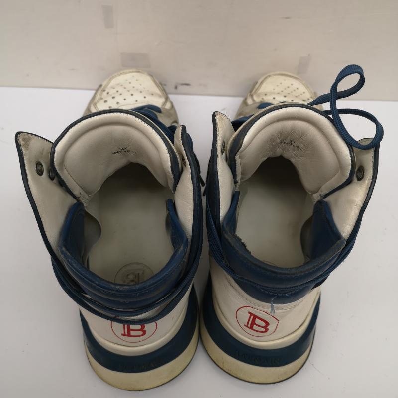 バルマン BALMAIN スニーカー スニーカー レザー ハイカット スニーカー 41 26.0cm 白 / ホワイト / white X 青 / ブルー / blue メンズ USED 古着 中古 50134042
